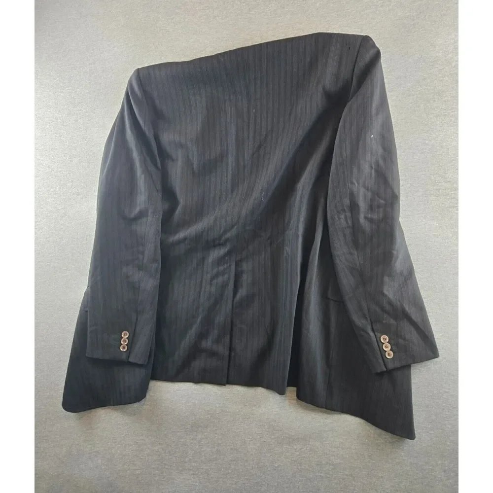 Dolce Gabbana Mens Striped Wool‎ Blazer Jacket Black Large 42R - Made In Italy